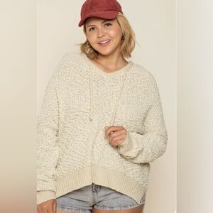 POL Oversized Popcorn Boucle Hooded Pull-Over